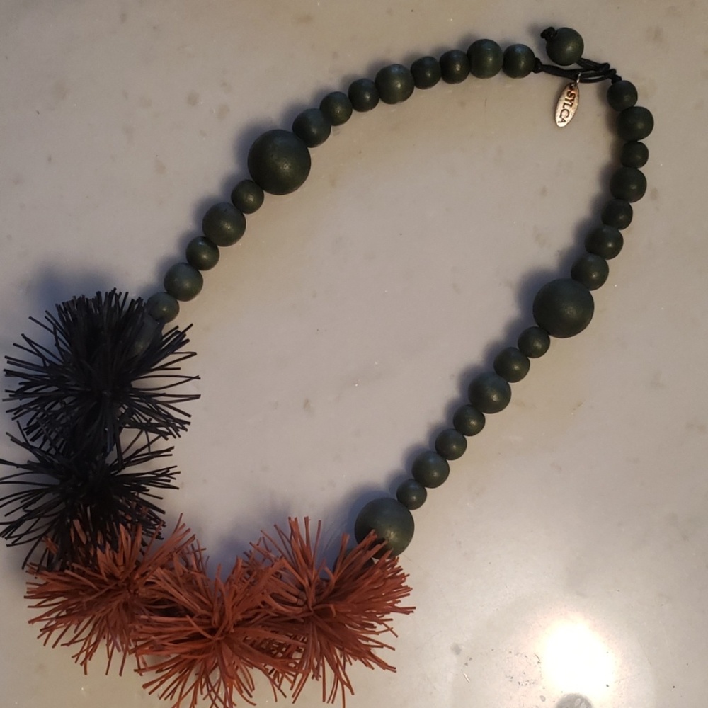 Sylca designer wood bead necklace